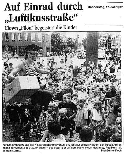 Clown  Filou in der Luftikusstraße - Mainz/ RLP 1997