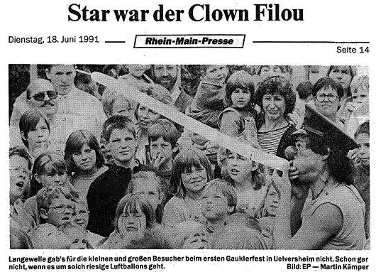 Clown  Filou in der Luftikusstraße - Ülversheim/ RLP 1991