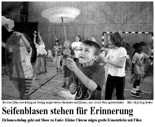 Clown  Filou - Der Zirkusworkshop - Nackenheim/ Rheinhessen 2002