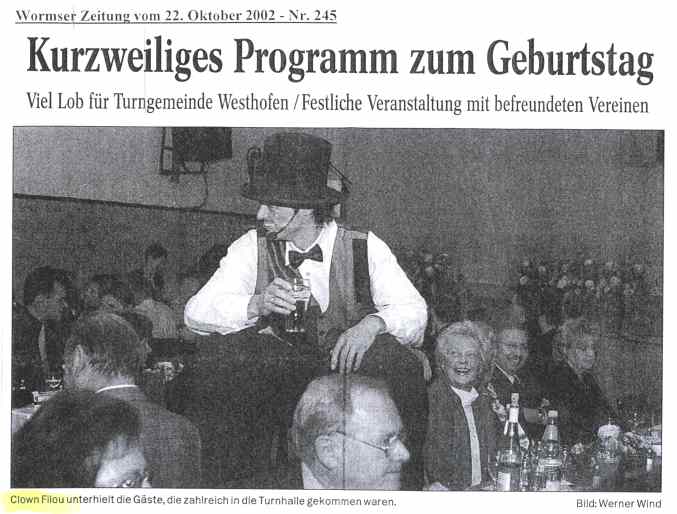 Clown  Filou als Riese - Westhofen/ RLP 2002